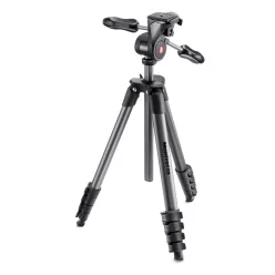   Manfrotto Compact Advanced aluminium tripod with 3-way head, black (MKCOMPACTADV-BK)