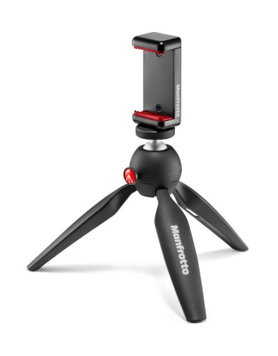 Manfrotto Pixi fekete mini Tripod univerzális okostelefon tartóval (MKPIXICLAMP-BK)
