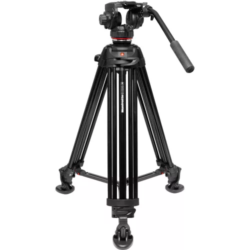 Manfrotto 502X Fluid Video Head & MVTTWINMA Aluminum Tripod with Mid-Level Spreader