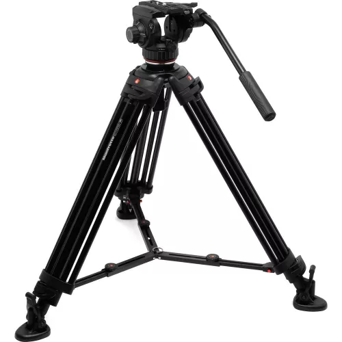Manfrotto 502X Fluid Video Head & MVTTWINMA Aluminum Tripod with Mid-Level Spreader