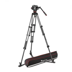   Manfrotto 504x fluid videó fej karbon ikerlábas állvánnyal, földterpesz