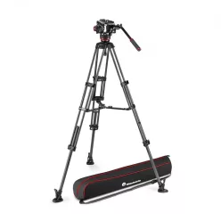   Manfrotto 504x fluid videó fej karbon ikerlábas állvánnyal, középterpesz