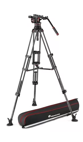 Manfrotto Nitrotech N12 video head w/CF Twin leg tripod MS 100/75mm (MVKN12TWINMC)
