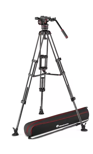 Manfrotto Nitrotech N8 video head w/CF Twin leg tripod MS 100/75mm (MVKN8TWINMC)