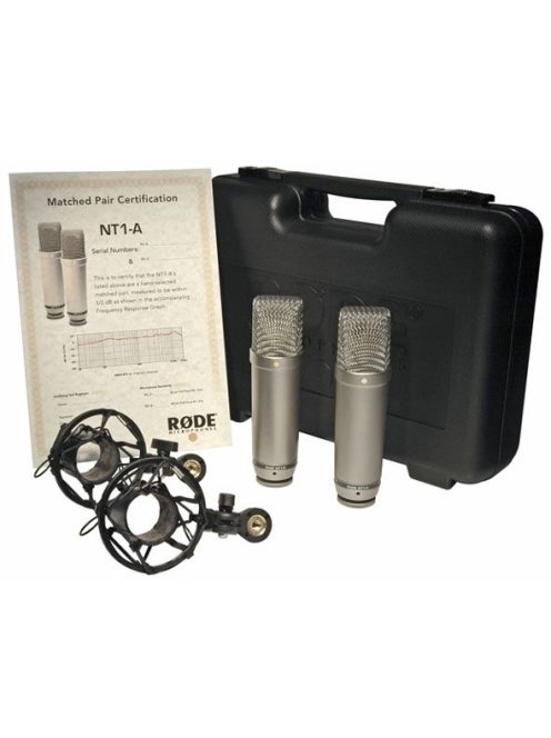 RODE NT1-A MP nagymembrános kondenzátor stúdió mikrofon csomag illesztett sztereó párban