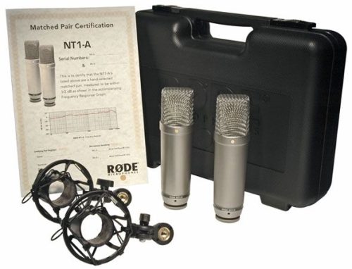 RODE NT1-A MP nagymembrános kondenzátor stúdió mikrofon csomag illesztett sztereó párban