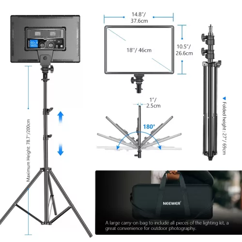 NEEWER NW-45W LED Videó-Lámpa (2.4Ghz 3200-5600K 45W 9600Lux) (2db)
