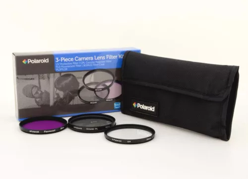 Polaroid szűrőszett 3db-os (UV, CPL, FLD) + szűrőtok (55mm)