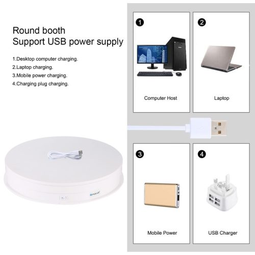 PULUZ Panoramic rotating display // 360 fokos termékforgató (30cm // 10-20kg) (white) (PU3049W)