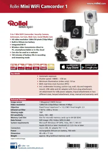 Rollei Mini WiFi kamera (fekete)