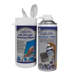 LogiLink sűrített levegő spray és tisztítókendő szett