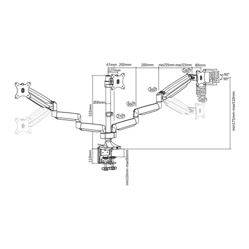 Stell SOS 2030 TRIPLE monitortartó (13"-32")