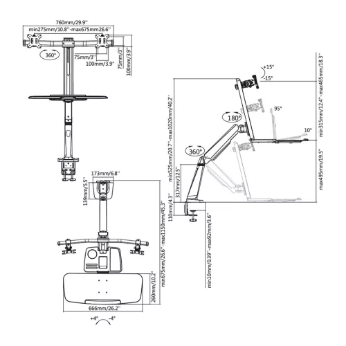 Stell SOS 3100 ülő/álló asztali munkaállomás