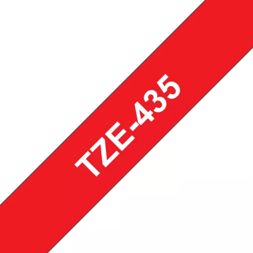 BROTHER TZe-435 (12mm / 800cm) (piros alapon / fehér)