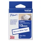 BROTHER TZe-FA3 (12mm / 300cm) (fehér alapon / kék) (vasalható)