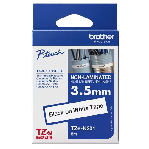 BROTHER TZe-N201 (3.5mm / 800cm) (fehér alapon / fekete)
